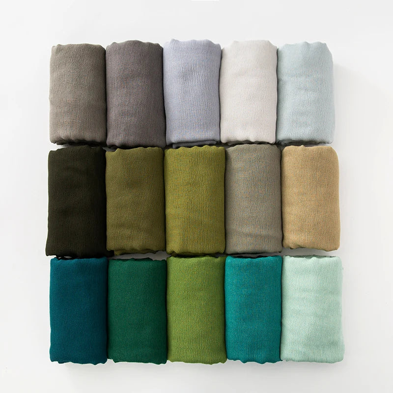 Foulard Viscose Coton avec Pompon - Hijab Musulman 61 Couleurs Unies