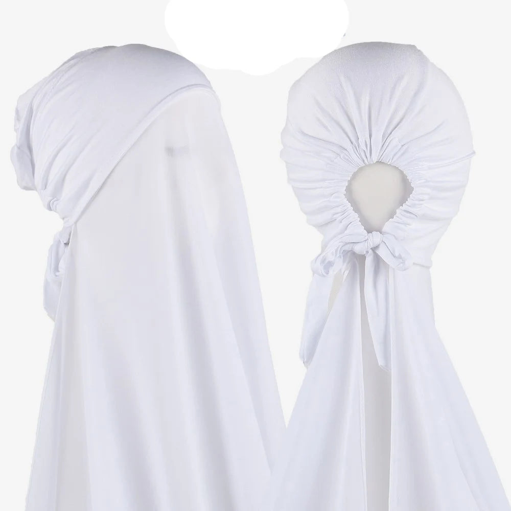 Hijab Instantané Femme Bonnet Stretch - Châle Mousseline Soie Turban