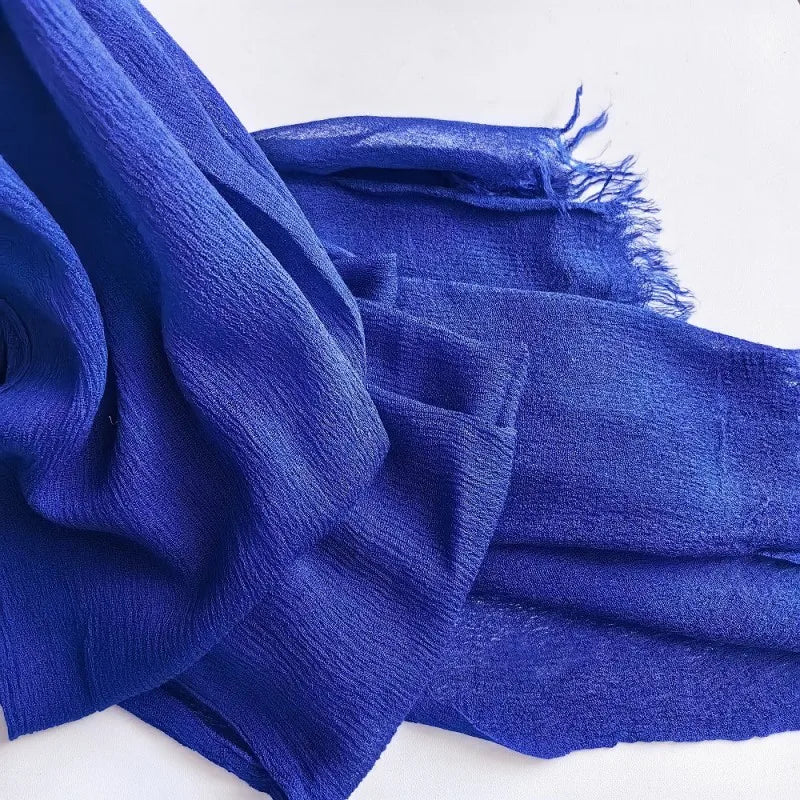 Foulard Viscose Coton avec Pompon - Hijab Musulman 61 Couleurs Unies