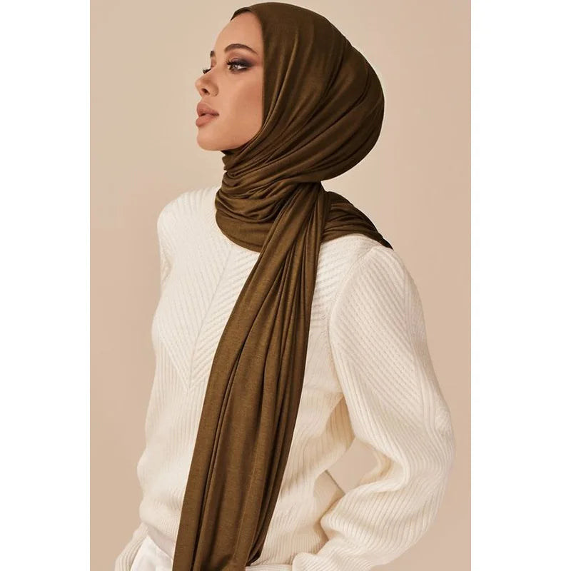 Hijab Jersey Coton Modal 170x60cm - Long Châle Musulman Turban Doux