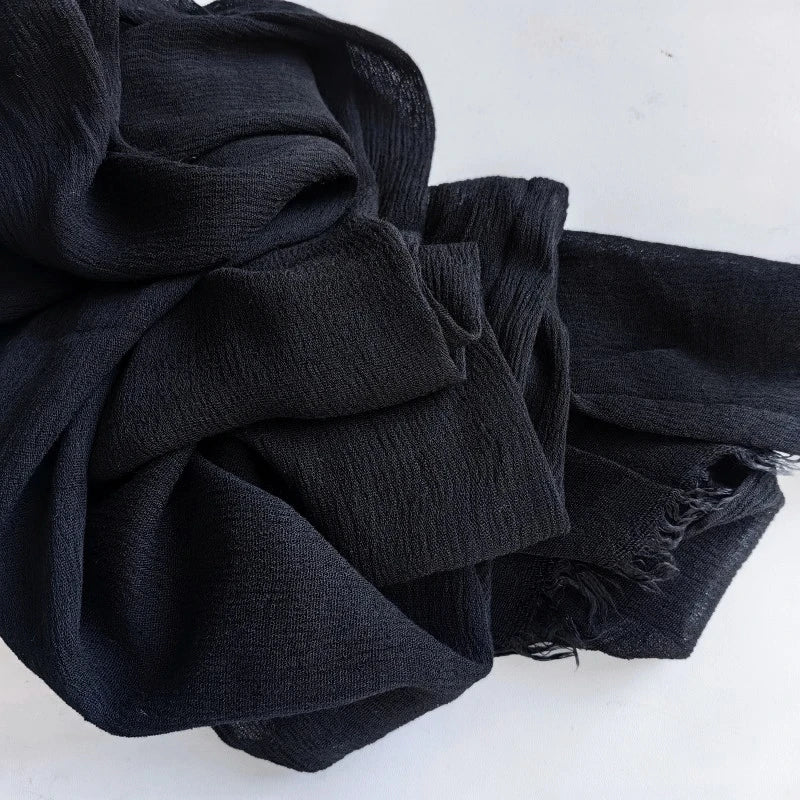 Foulard Viscose Coton avec Pompon - Hijab Musulman 61 Couleurs Unies