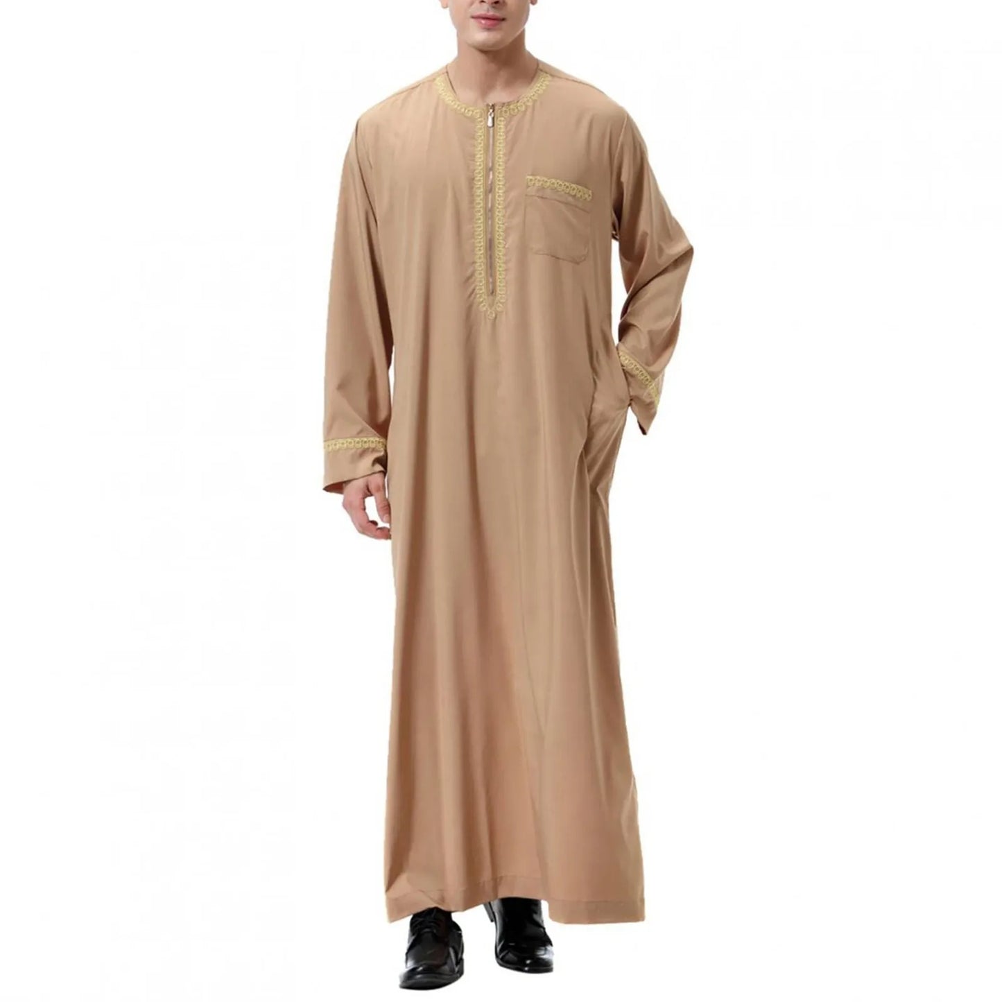 Jubba Thobes Homme Arabe - Robe Islamique Dubaï Caftan Noir