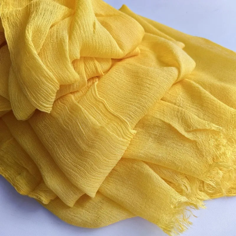 Foulard Viscose Coton avec Pompon - Hijab Musulman 61 Couleurs Unies