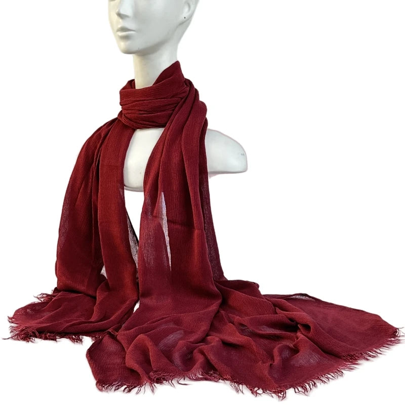 Foulard Viscose Coton avec Pompon - Hijab Musulman 61 Couleurs Unies