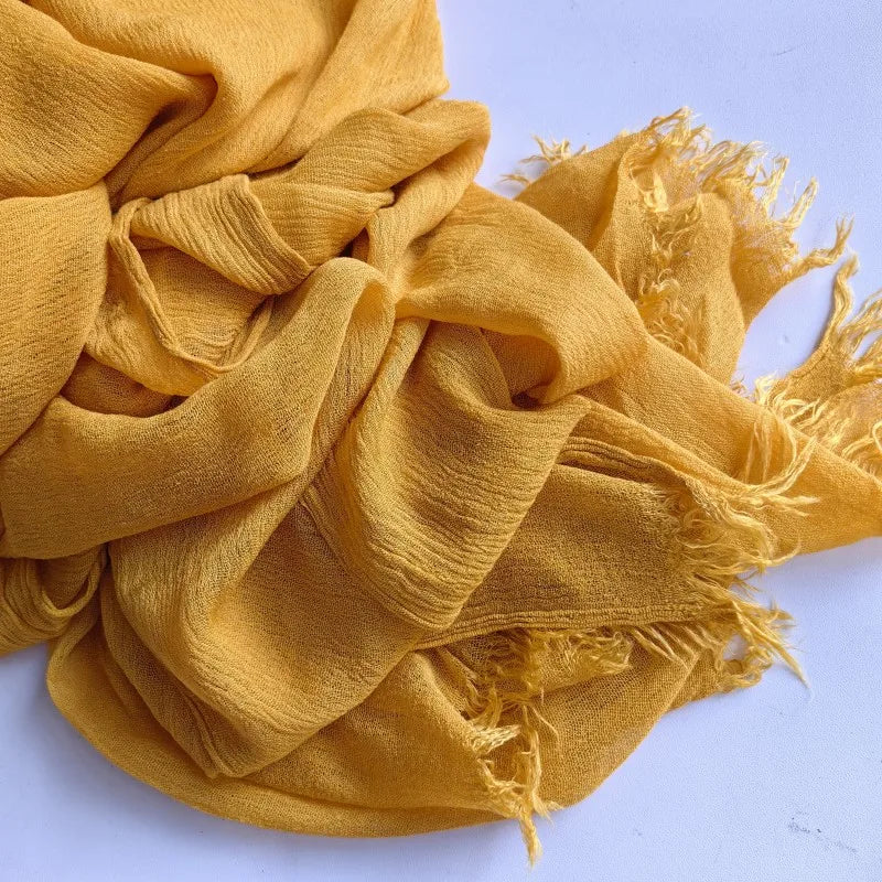 Foulard Viscose Coton avec Pompon - Hijab Musulman 61 Couleurs Unies
