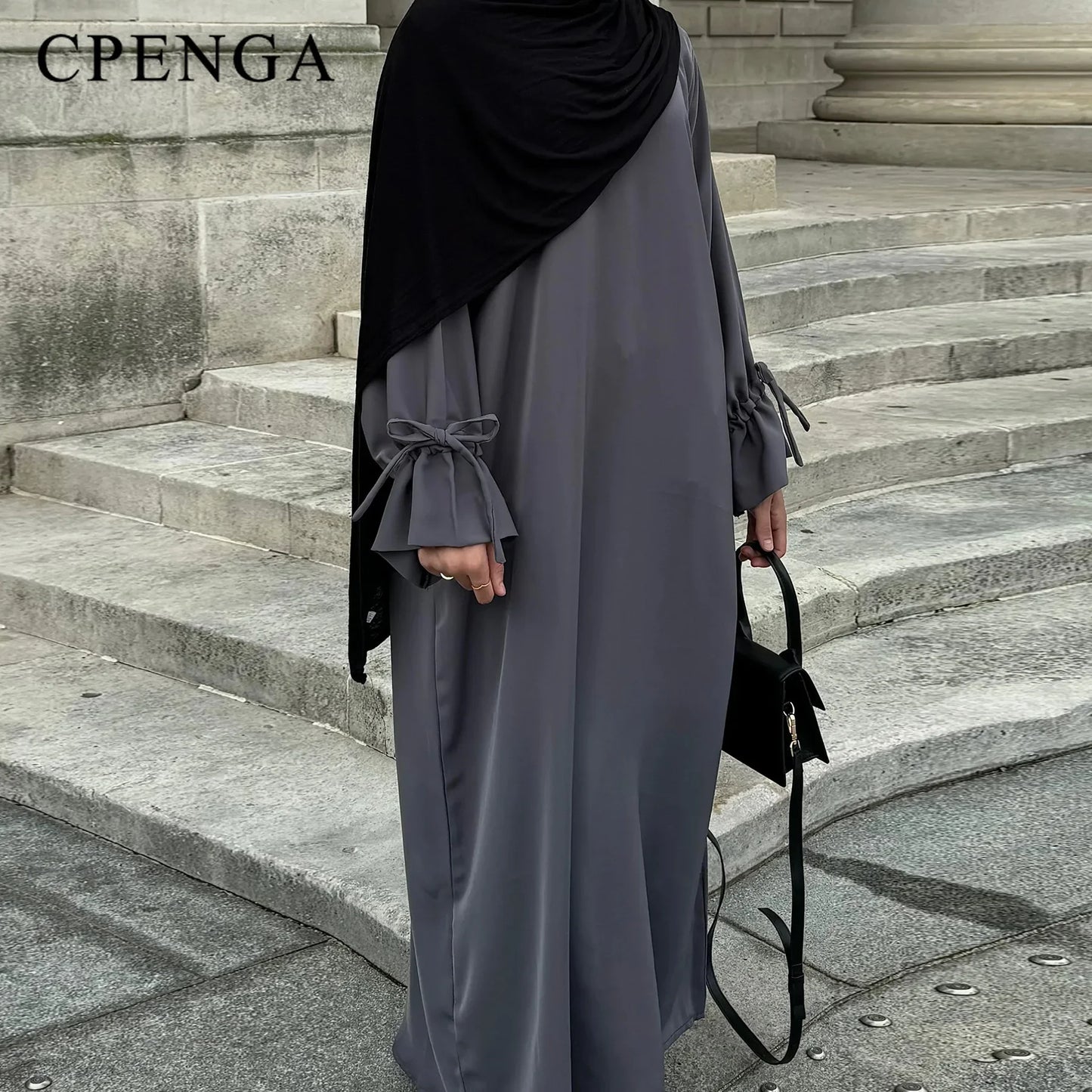 Abaya Ramadan 2025 Couleur Unie - Robe Musulmane Élégante Style Dubaï