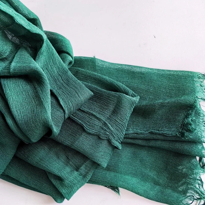 Foulard Viscose Coton avec Pompon - Hijab Musulman 61 Couleurs Unies