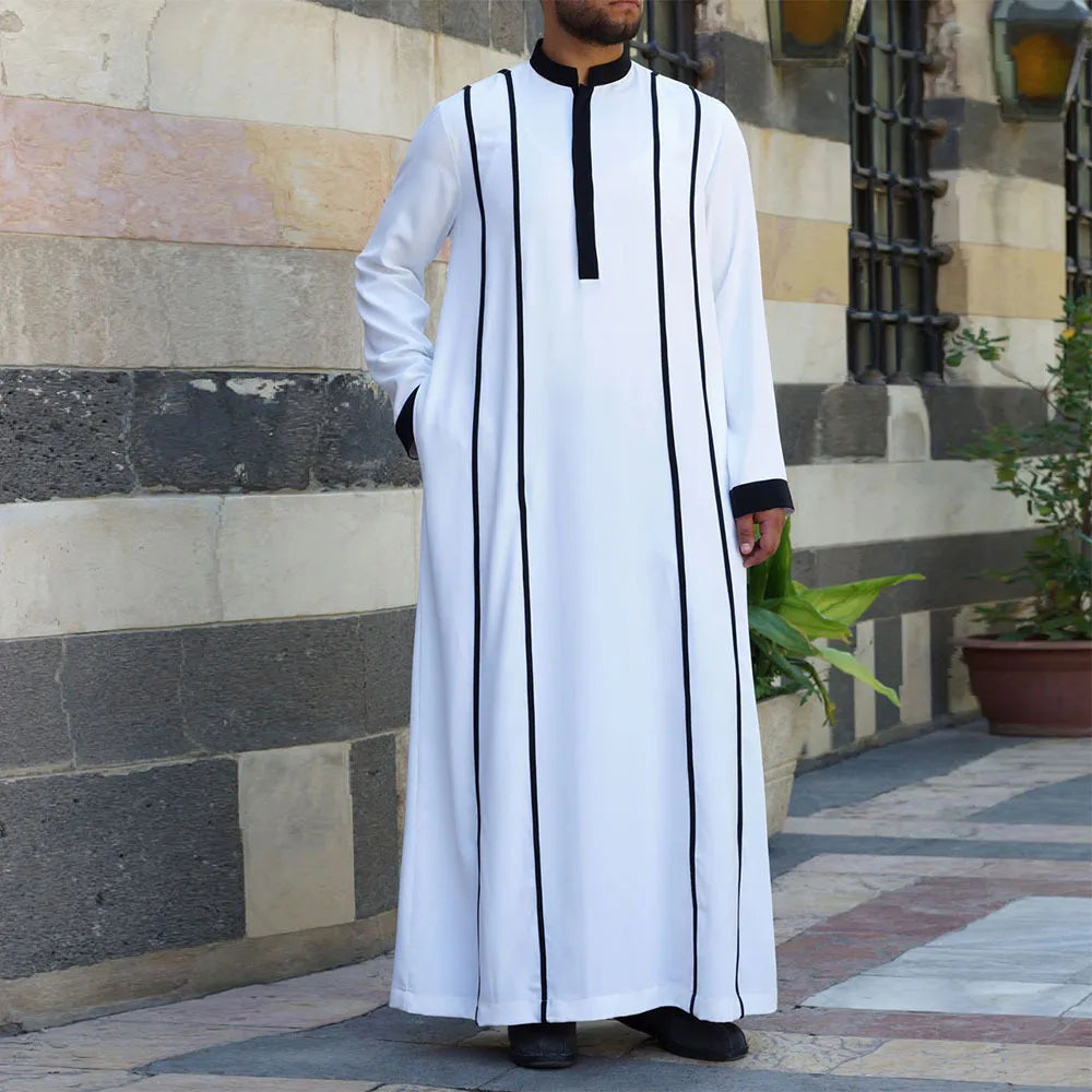 Qamis Homme Musulman Traditionnel - Robe Islamique Blanc Cassé