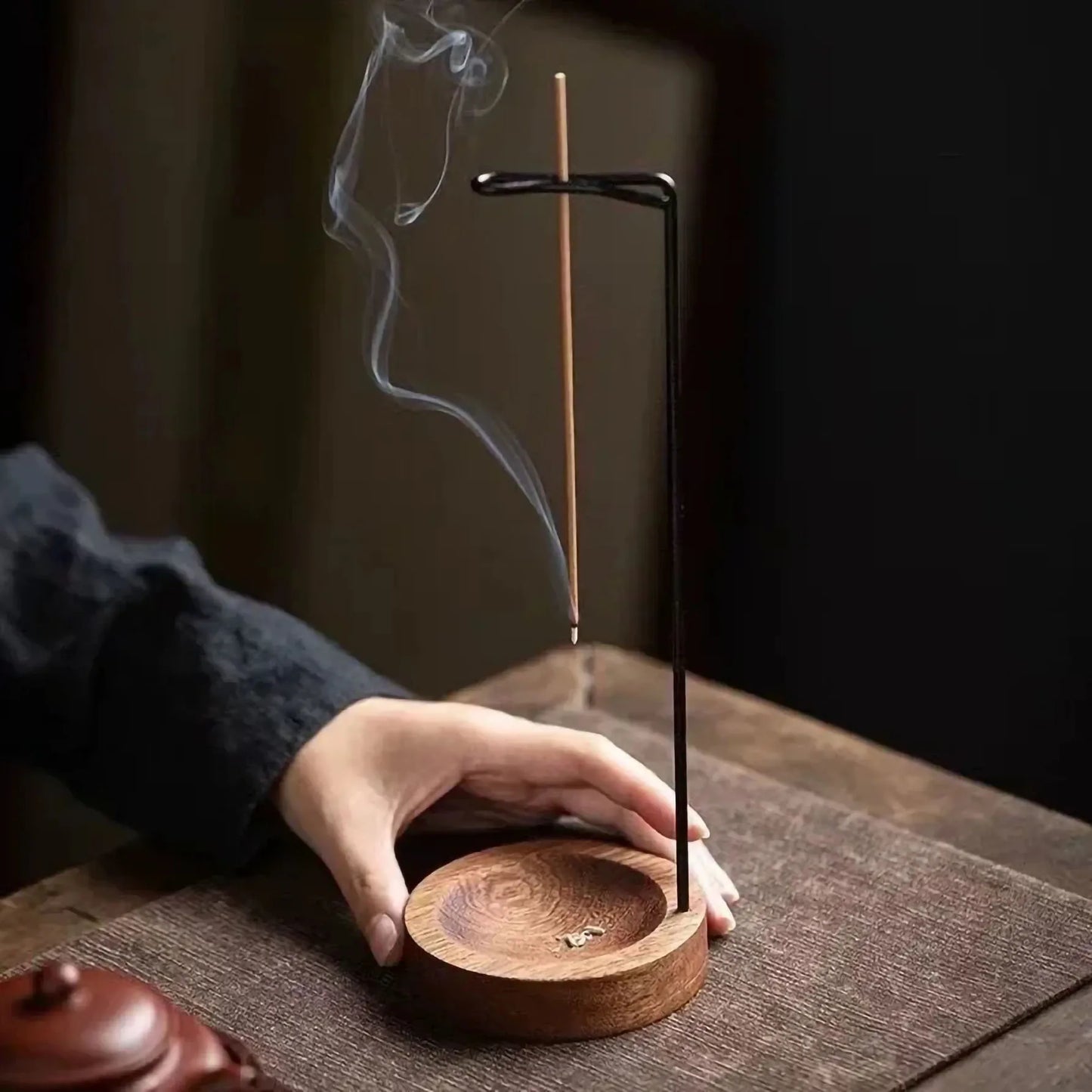 Brûleur d'Encens Bois Rond - Porte-Bâtons Plateau Ornement Chambre