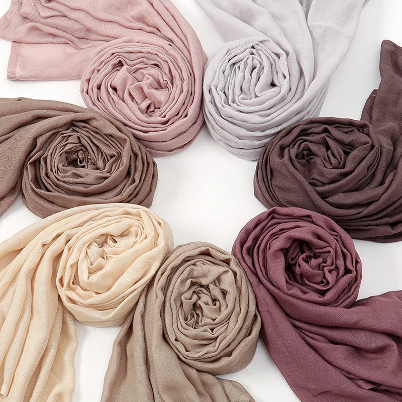 Hijab Modal Rayonne Coton - Écharpe Musulmane Unie 170x70cm