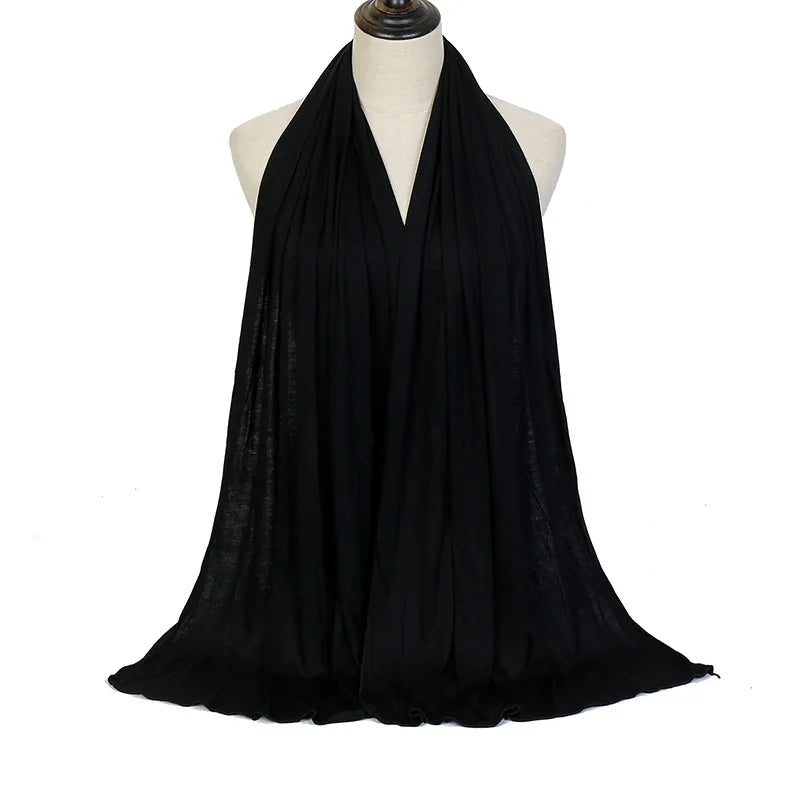 Hijab Jersey Coton Modal 170x60cm - Long Châle Musulman Turban Doux
