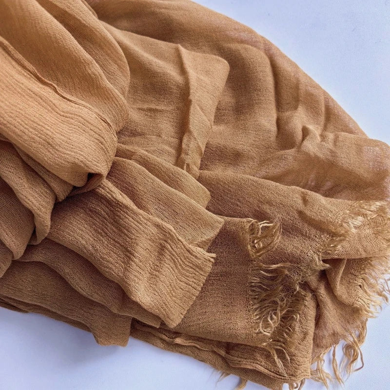 Foulard Viscose Coton avec Pompon - Hijab Musulman 61 Couleurs Unies