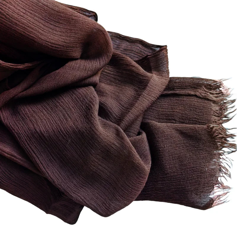 Foulard Viscose Coton avec Pompon - Hijab Musulman 61 Couleurs Unies