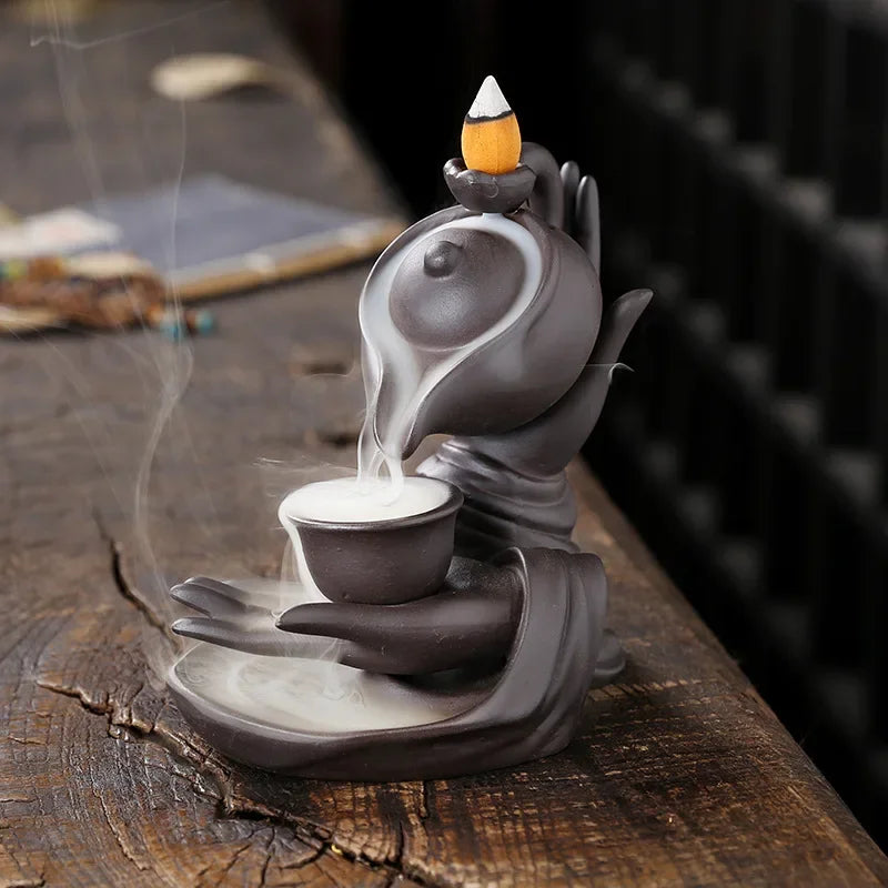 Décoration Zen Bouddha Lotus - Brûleur d'Encens Méditation Maison