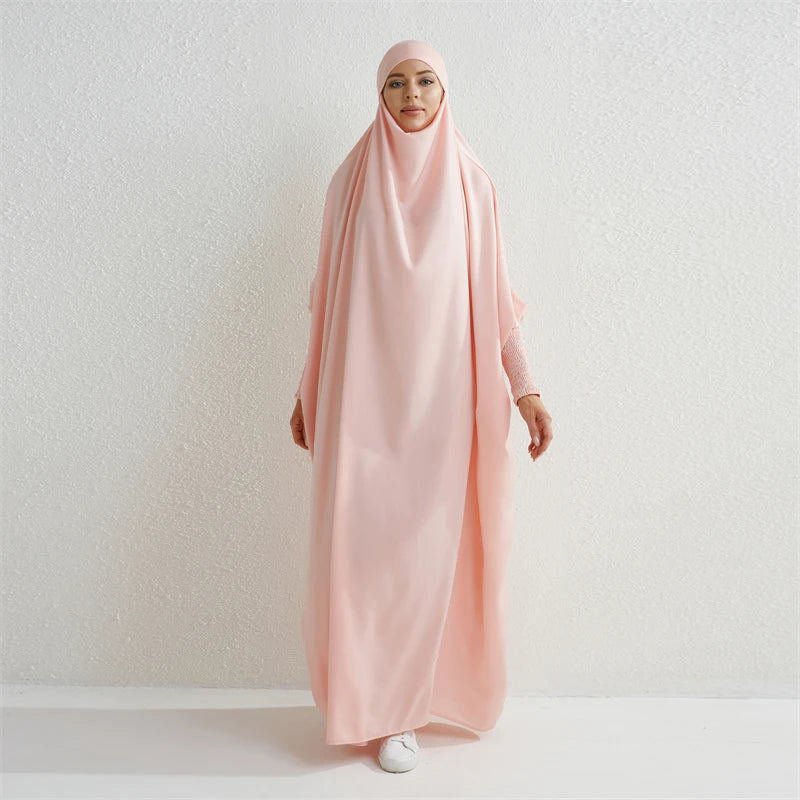 Abaya Noire à Capuche Manches Smockées - Jilbab Robe de Prière