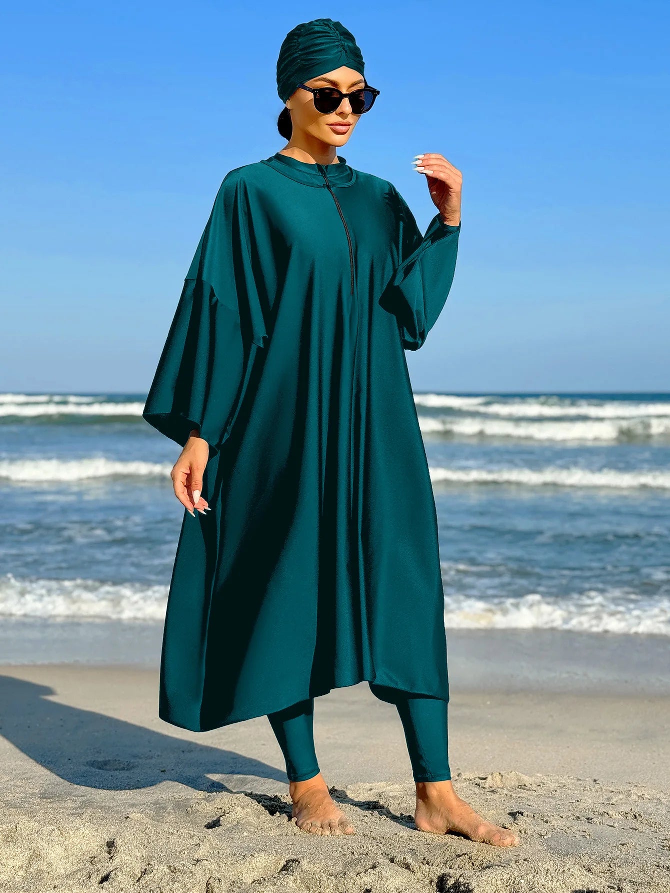 Burkini Musulman Femme Couverture Complète - Maillot de Bain avec Hijab