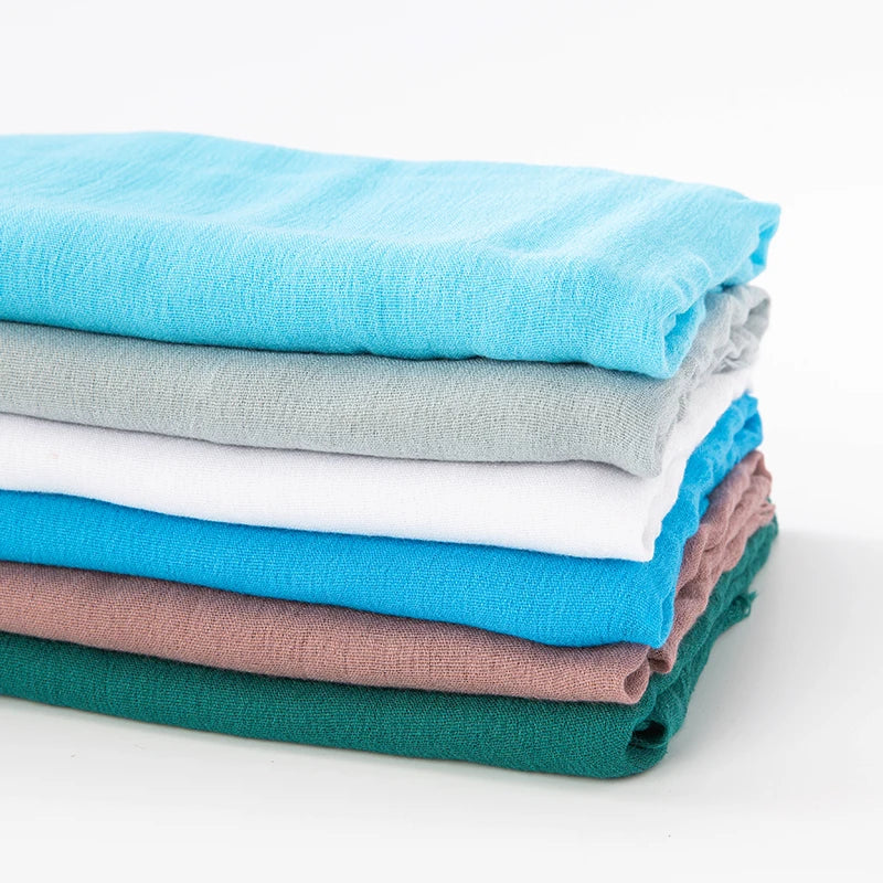 Foulard Viscose Coton avec Pompon - Hijab Musulman 61 Couleurs Unies