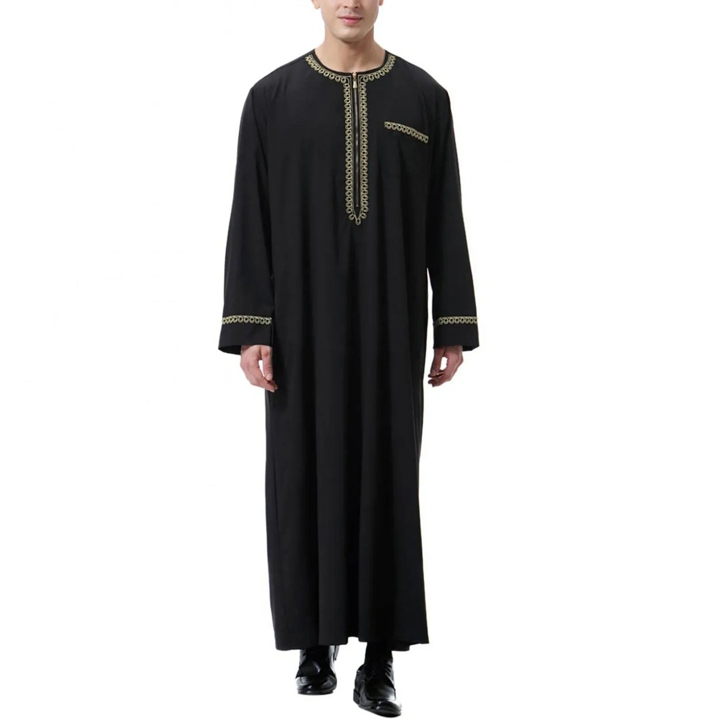 Jubba Thobes Homme Arabe - Robe Islamique Dubaï Caftan Noir
