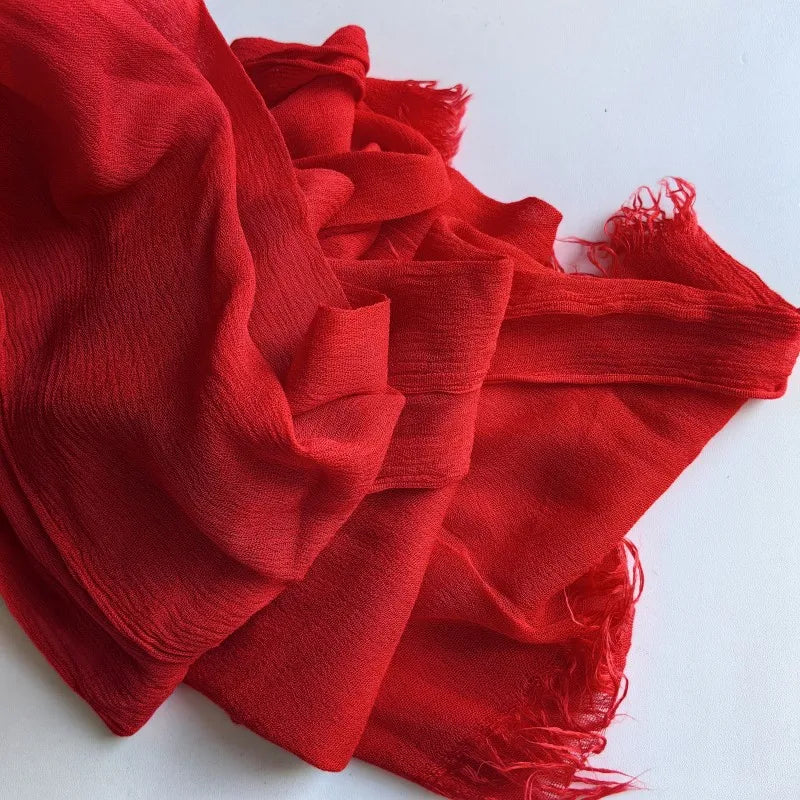 Foulard Viscose Coton avec Pompon - Hijab Musulman 61 Couleurs Unies