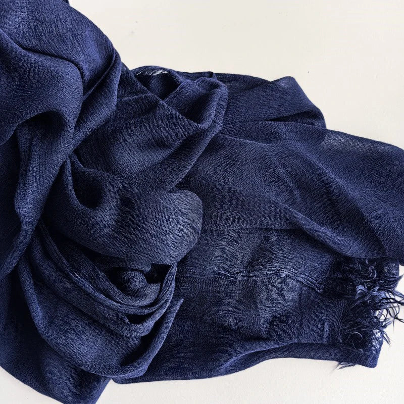 Foulard Viscose Coton avec Pompon - Hijab Musulman 61 Couleurs Unies