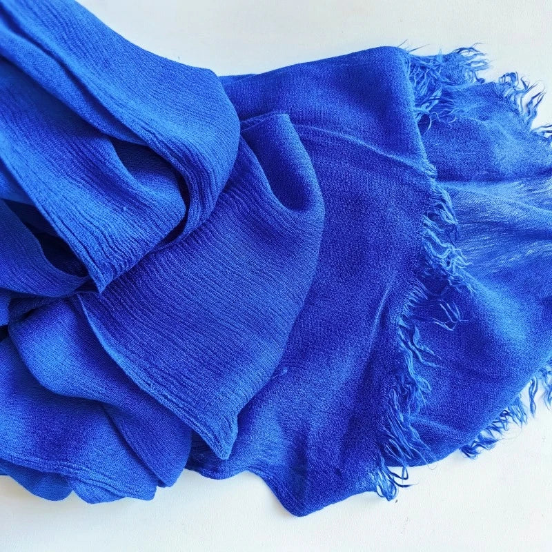 Foulard Viscose Coton avec Pompon - Hijab Musulman 61 Couleurs Unies
