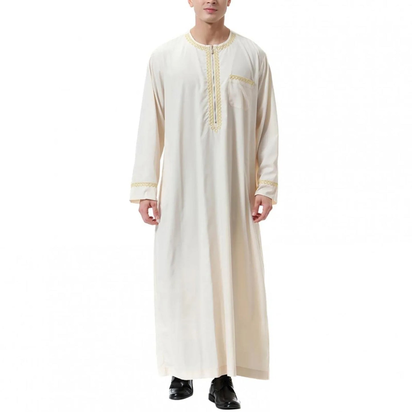 Jubba Thobes Homme Arabe - Robe Islamique Dubaï Caftan Noir