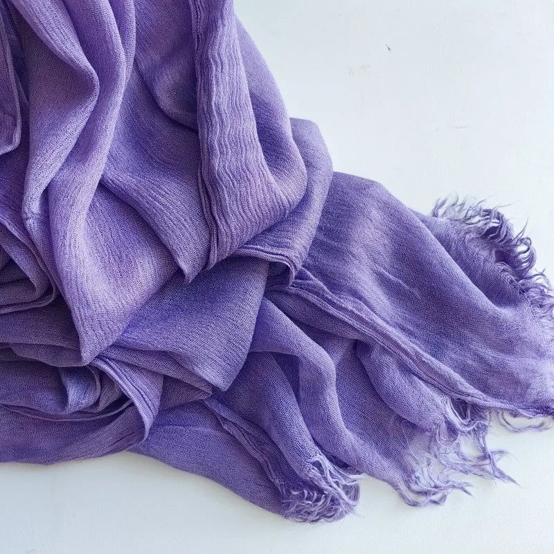 Foulard Viscose Coton avec Pompon - Hijab Musulman 61 Couleurs Unies