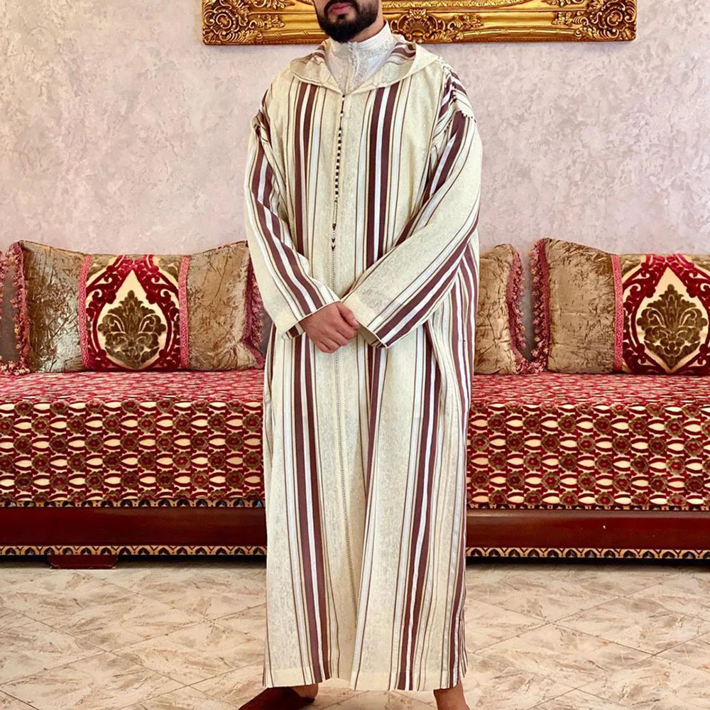 Qamis Homme Musulman Traditionnel - Robe Islamique Blanc Cassé