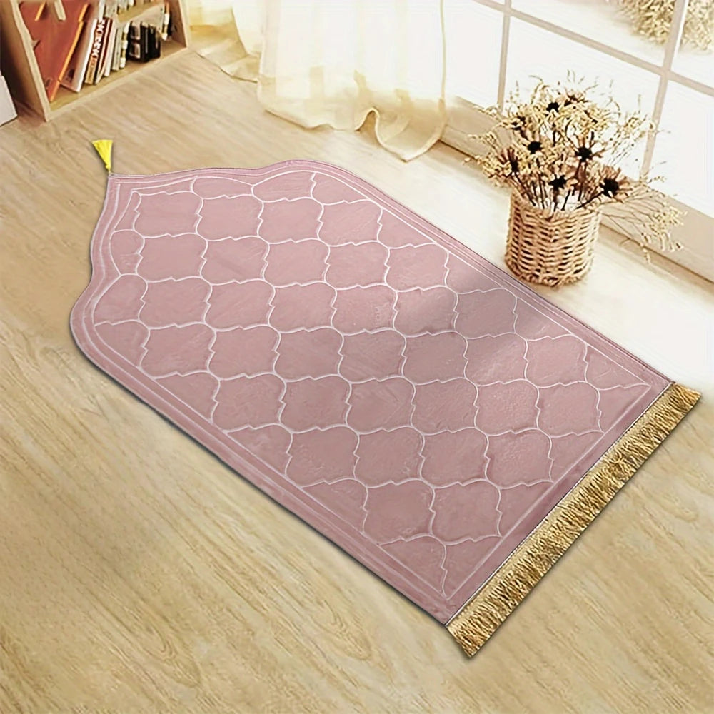 Tapis de Prière Épais Peluche - Flanelle Pampilles Imprimé Irrégulier