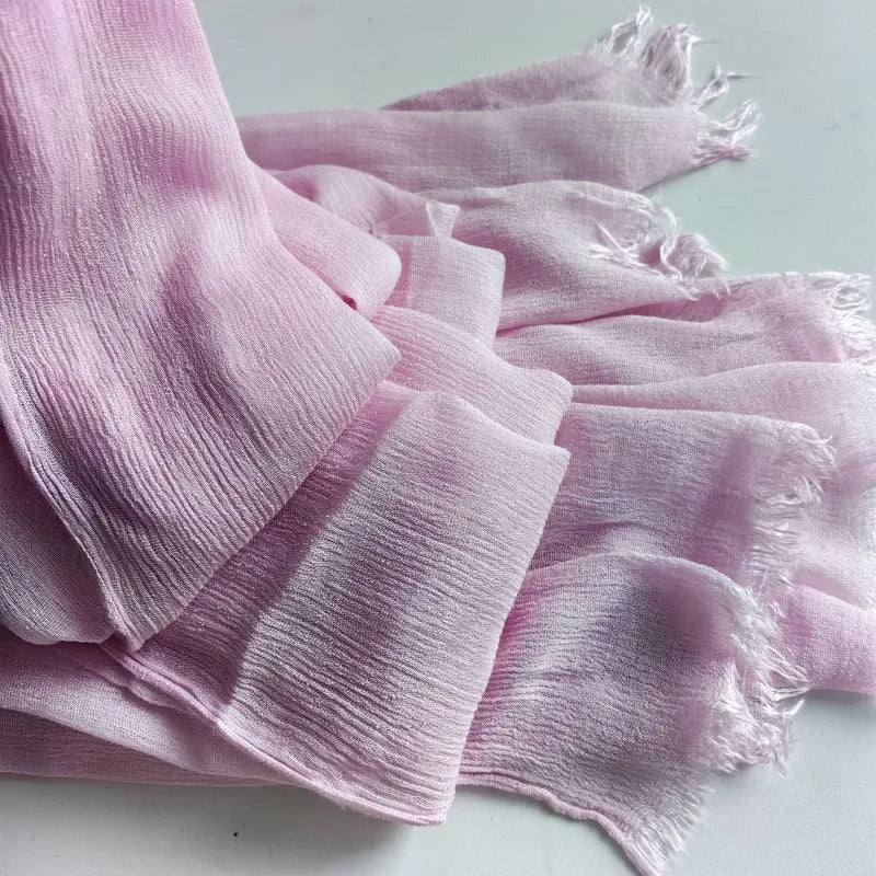 Foulard Viscose Coton avec Pompon - Hijab Musulman 61 Couleurs Unies