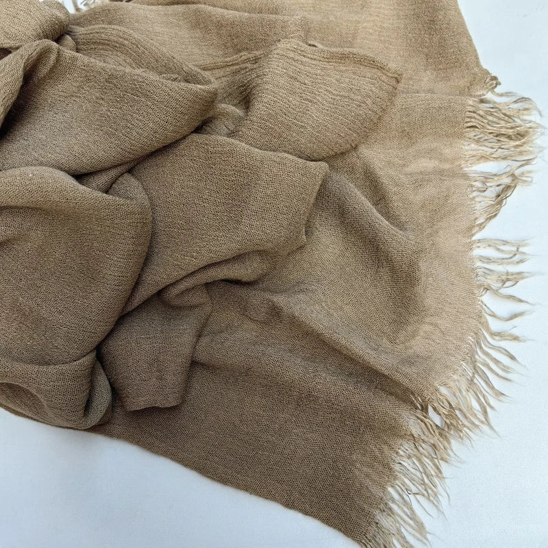 Foulard Viscose Coton avec Pompon - Hijab Musulman 61 Couleurs Unies