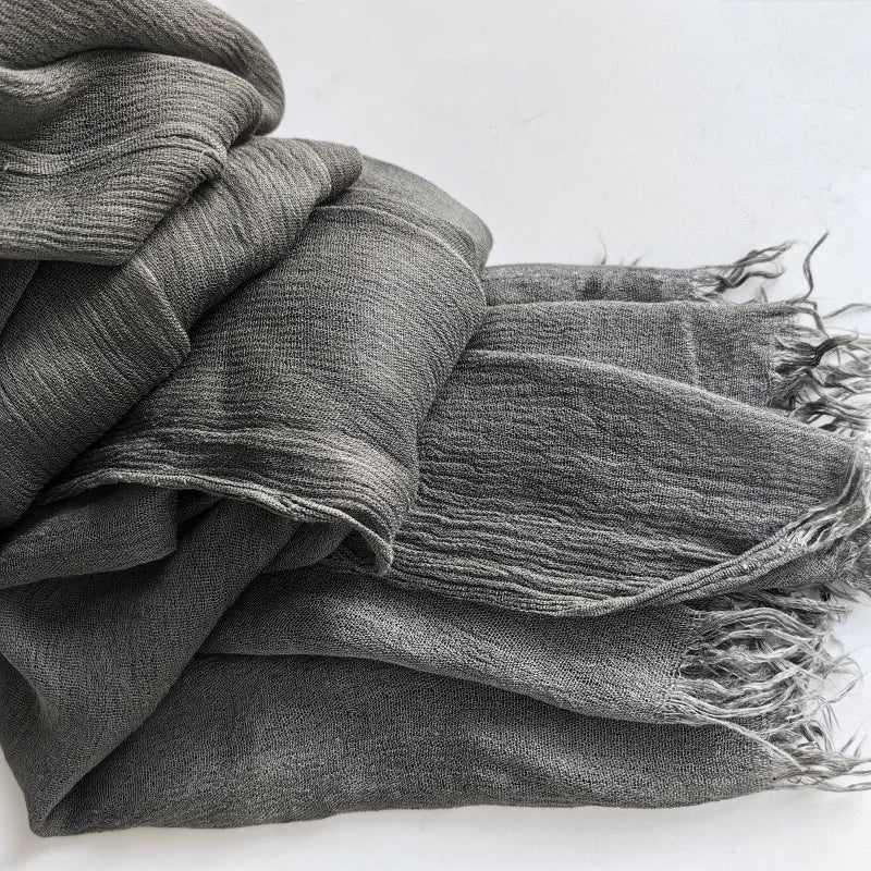 Foulard Viscose Coton avec Pompon - Hijab Musulman 61 Couleurs Unies