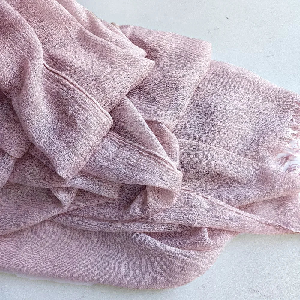 Foulard Viscose Coton avec Pompon - Hijab Musulman 61 Couleurs Unies