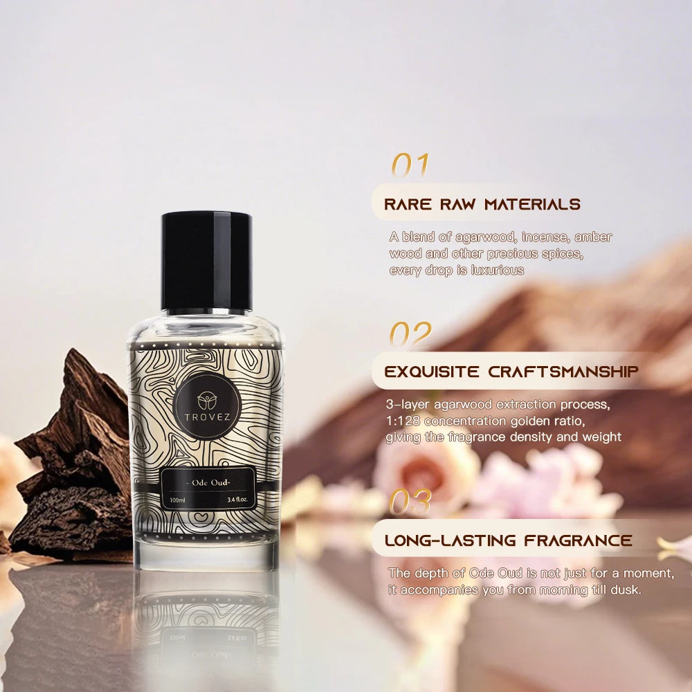 TROVEZ Ode Oud 100ml - Parfum Boisé Oriental Unisexe Longue Durée