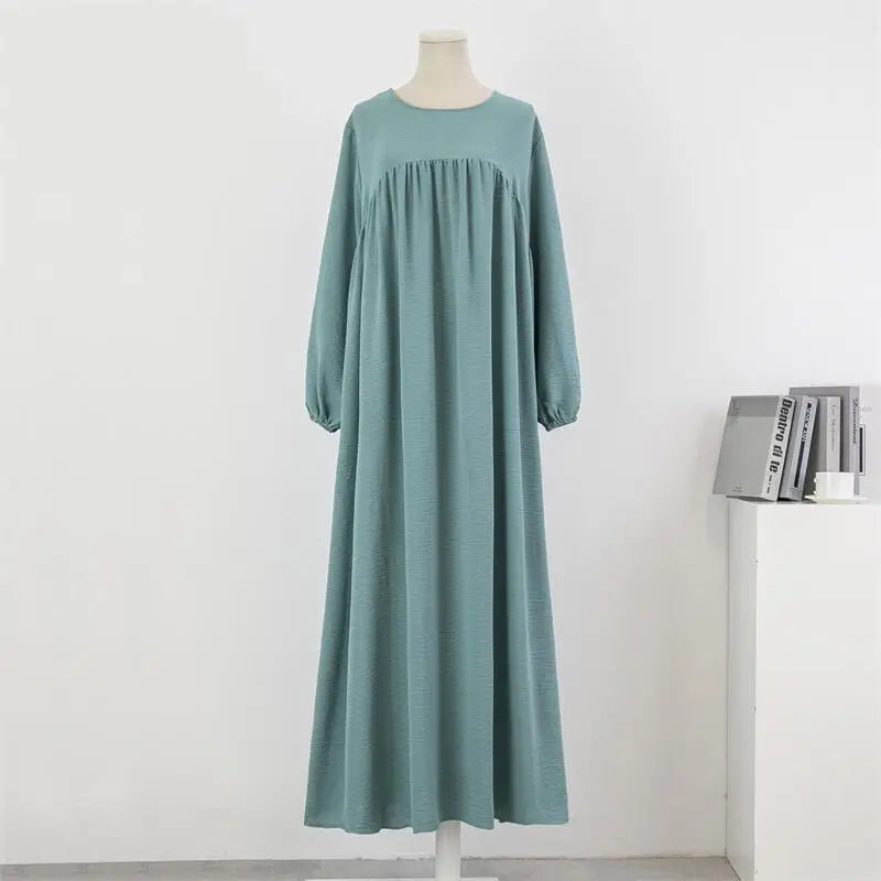Robe Musulmane Maxi Manches Longues avec Poches - Printemps Automne