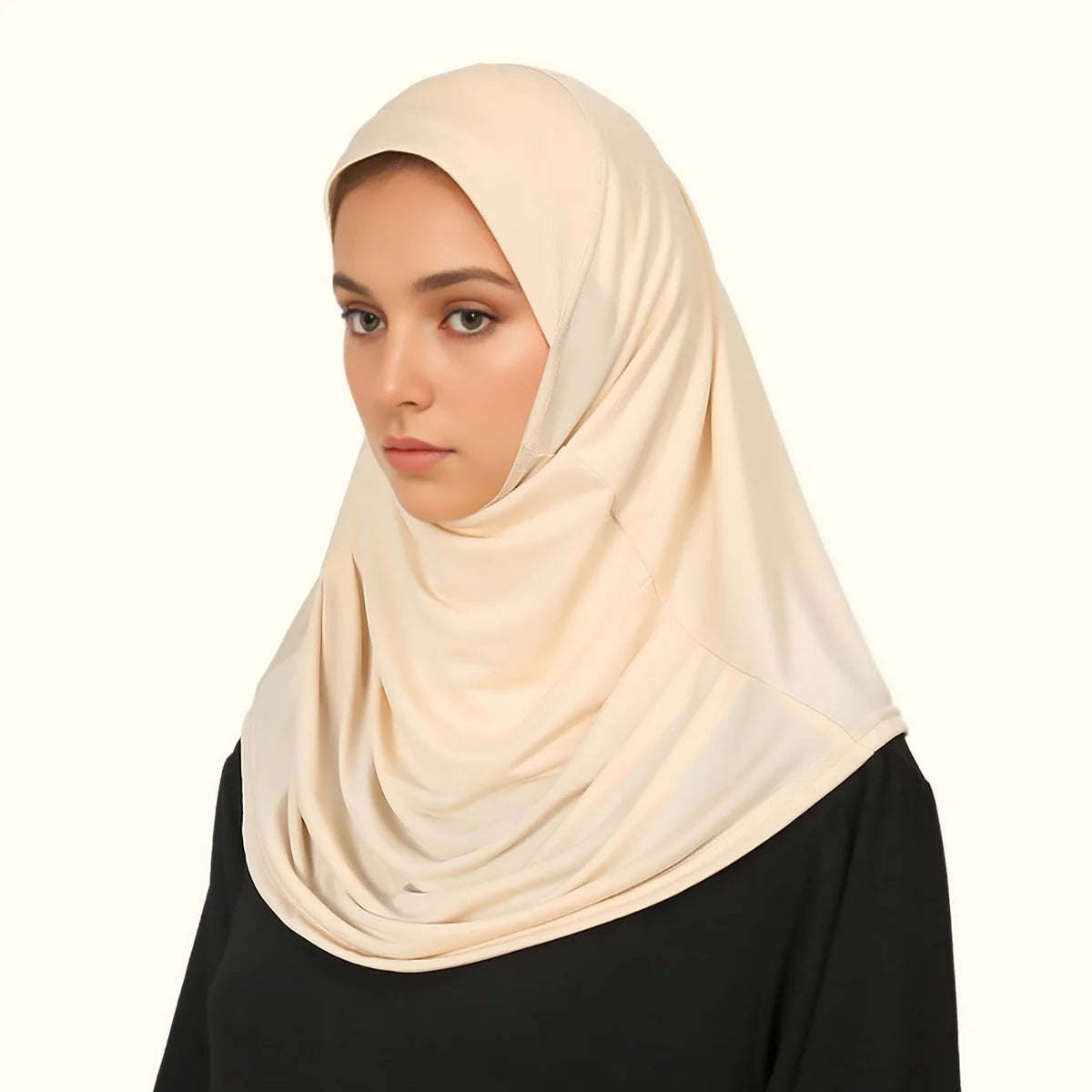 Modal Islamique Noir Hijab Abaya - Jersey Turban Enveloppe Instantanée