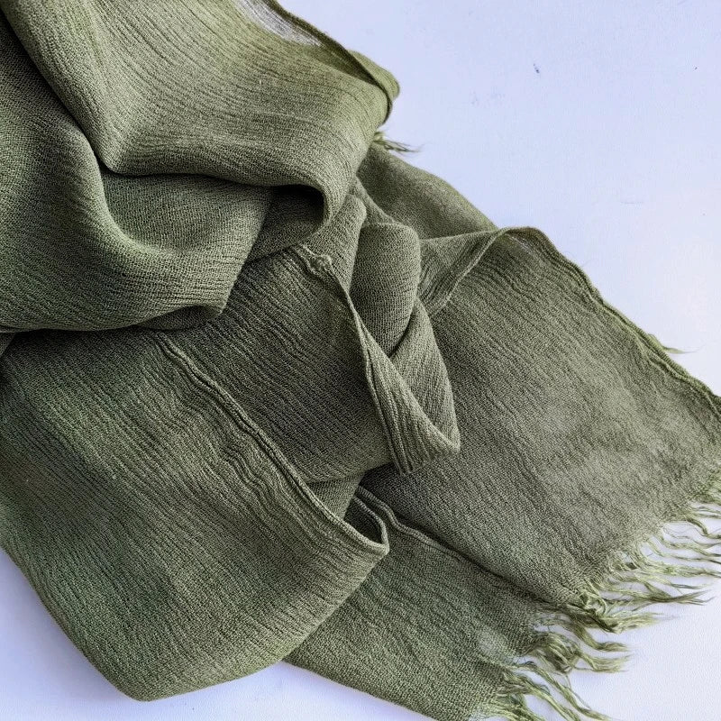 Foulard Viscose Coton avec Pompon - Hijab Musulman 61 Couleurs Unies