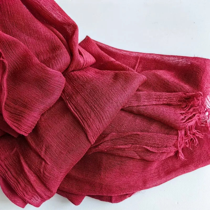 Foulard Viscose Coton avec Pompon - Hijab Musulman 61 Couleurs Unies