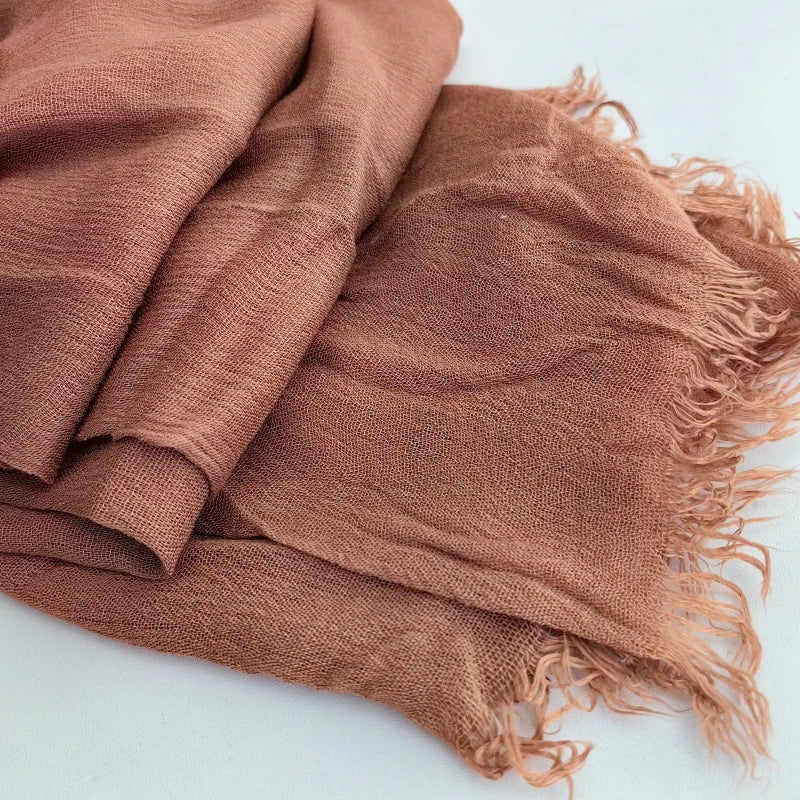 Foulard Viscose Coton avec Pompon - Hijab Musulman 61 Couleurs Unies