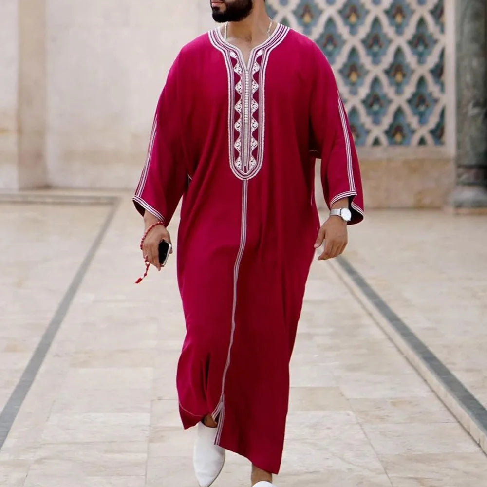Qamis Homme Musulman Traditionnel - Robe Islamique Blanc Cassé