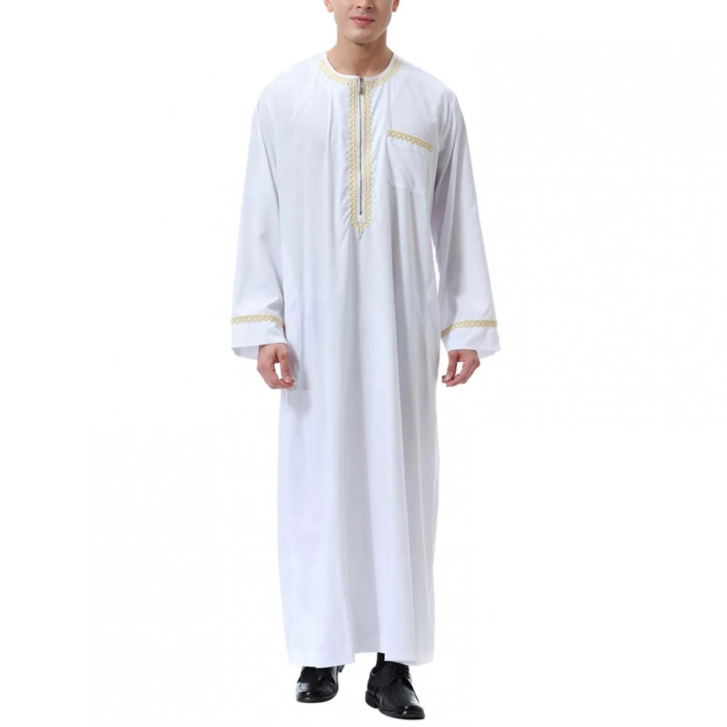 Jubba Thobes Homme Arabe - Robe Islamique Dubaï Caftan Noir