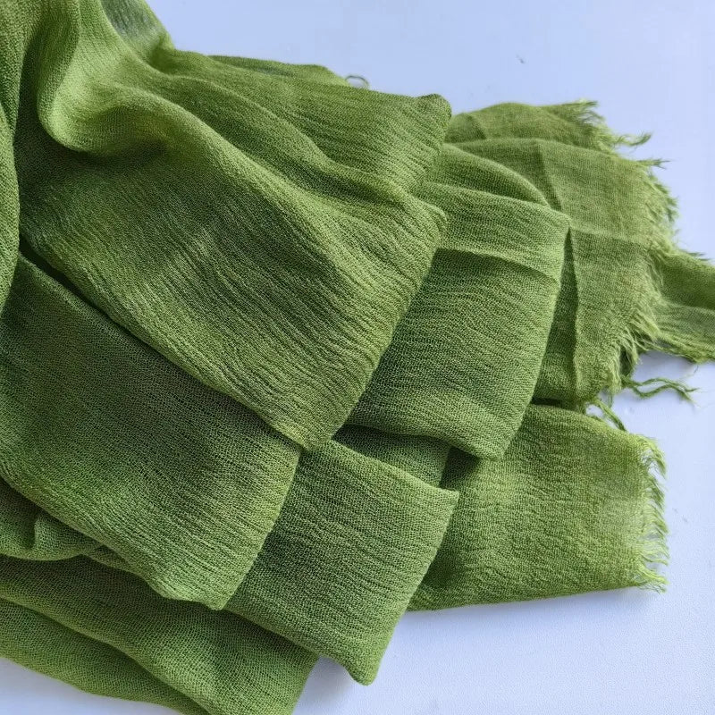 Foulard Viscose Coton avec Pompon - Hijab Musulman 61 Couleurs Unies