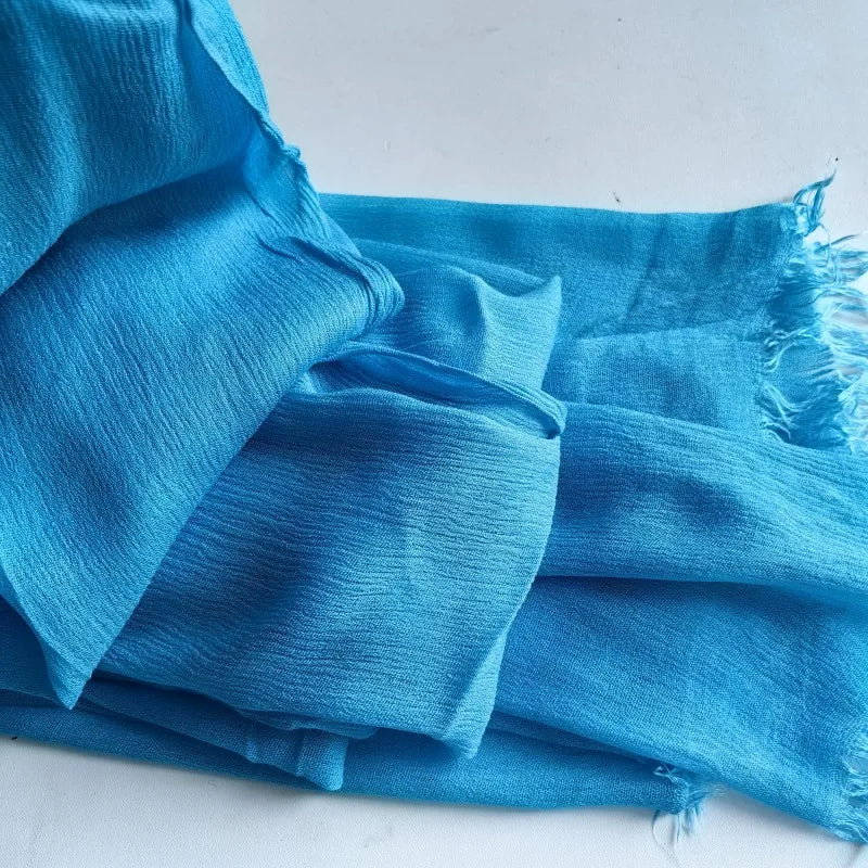 Foulard Viscose Coton avec Pompon - Hijab Musulman 61 Couleurs Unies