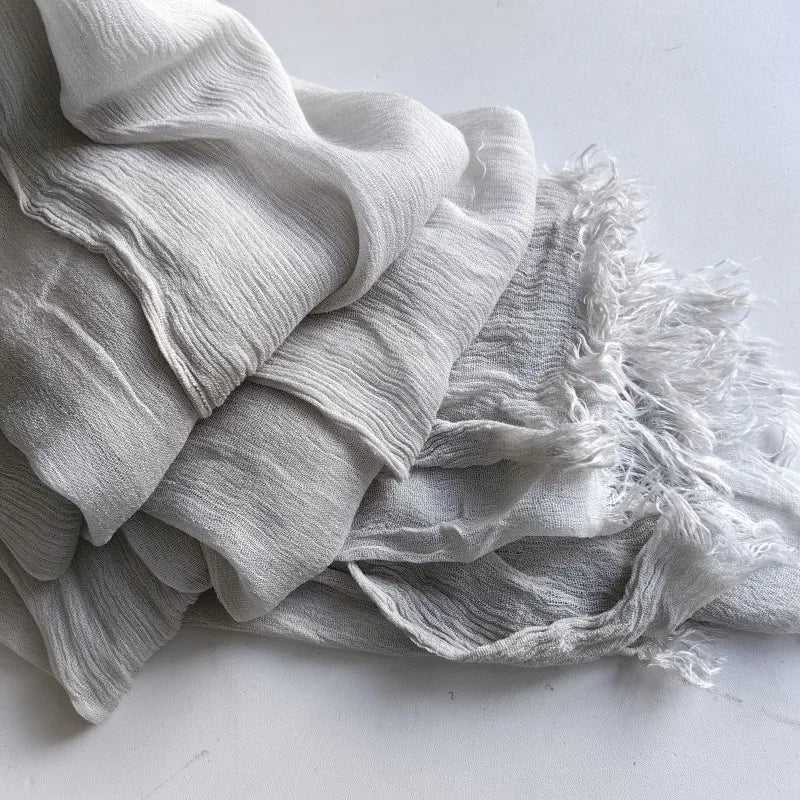 Foulard Viscose Coton avec Pompon - Hijab Musulman 61 Couleurs Unies
