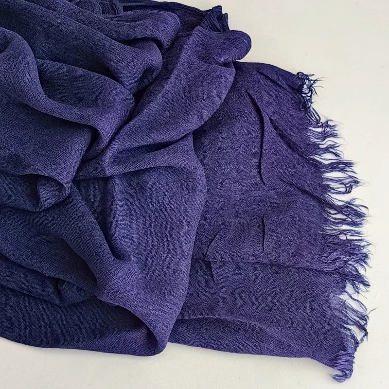 Foulard Viscose Coton avec Pompon - Hijab Musulman 61 Couleurs Unies