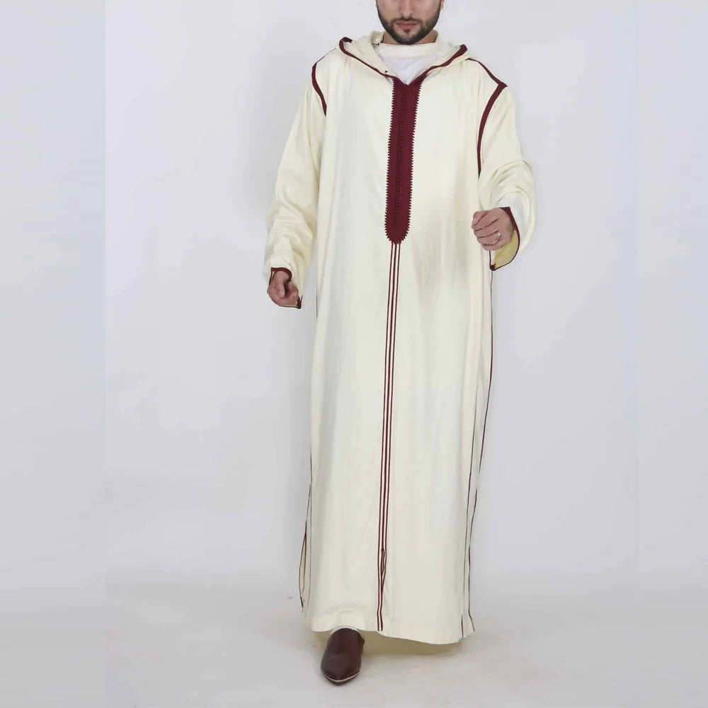 Qamis Homme Musulman Traditionnel - Robe Islamique Blanc Cassé