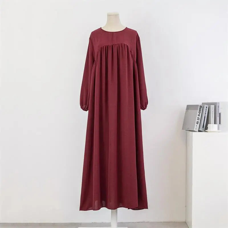 Robe Musulmane Maxi Manches Longues avec Poches - Printemps Automne