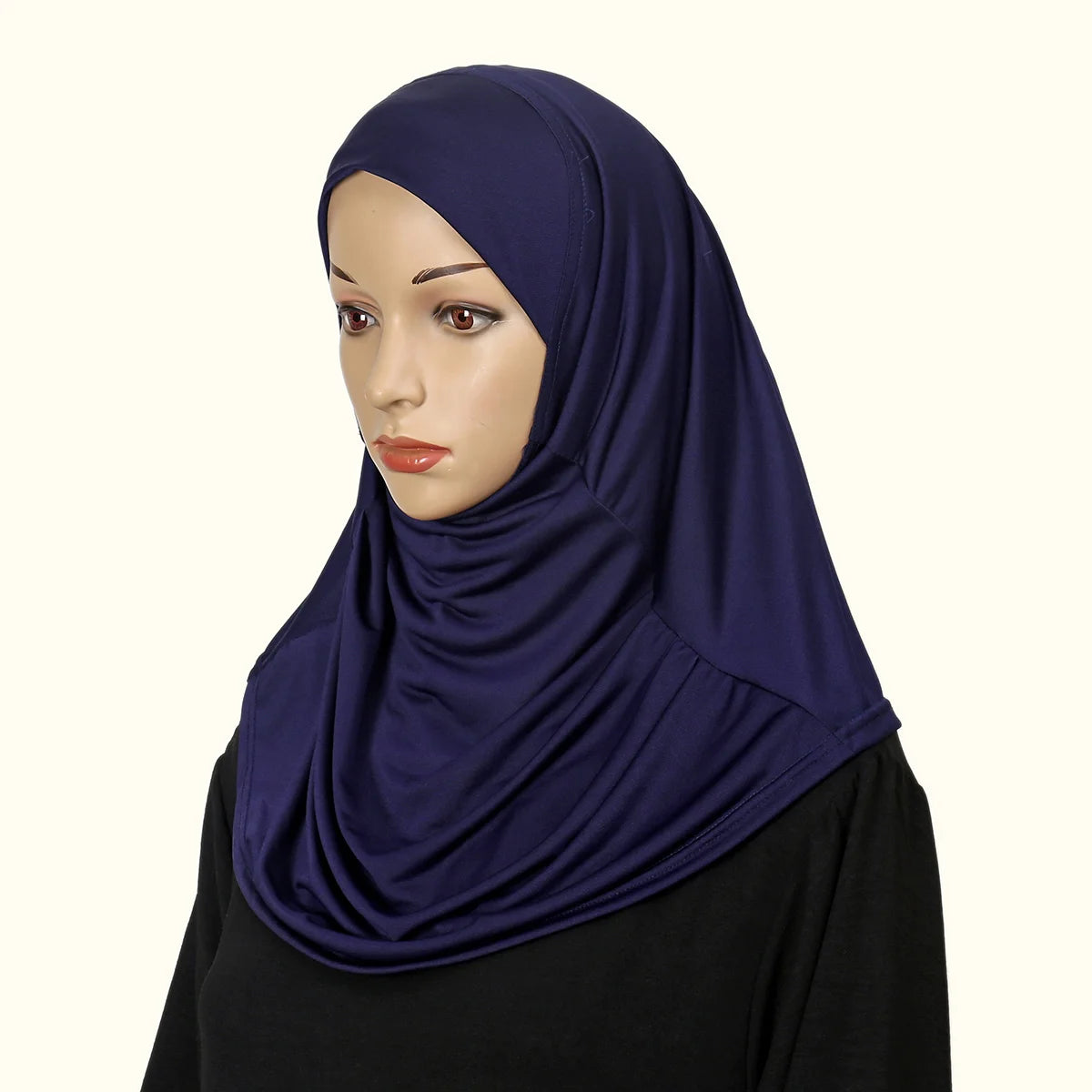 Modal Islamique Noir Hijab Abaya - Jersey Turban Enveloppe Instantanée