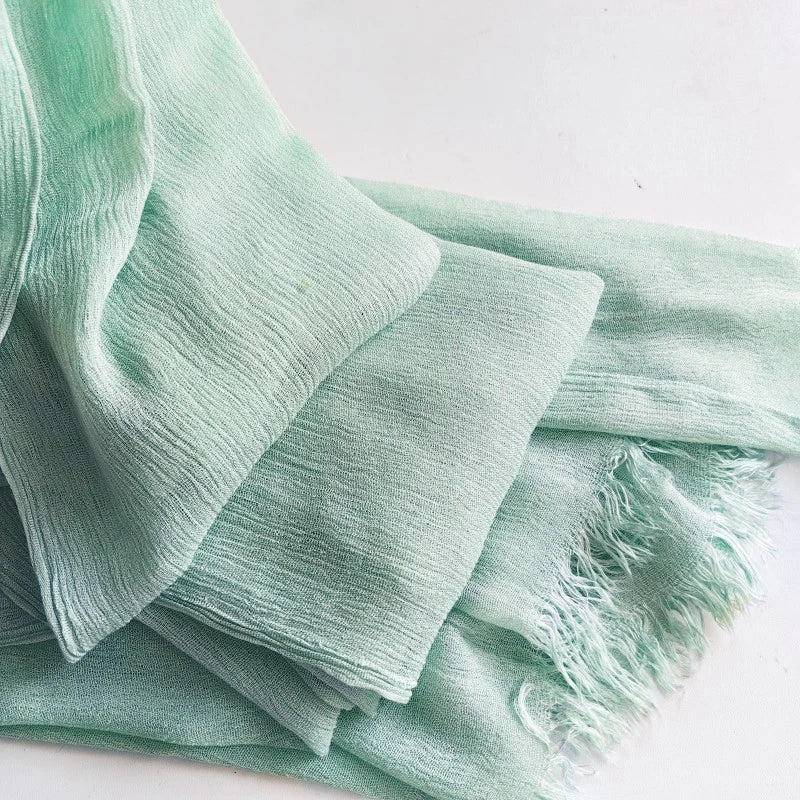 Foulard Viscose Coton avec Pompon - Hijab Musulman 61 Couleurs Unies