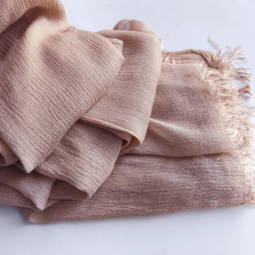 Foulard Viscose Coton avec Pompon - Hijab Musulman 61 Couleurs Unies